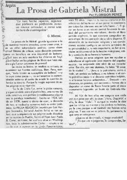 La prosa de Gabriela Mistral