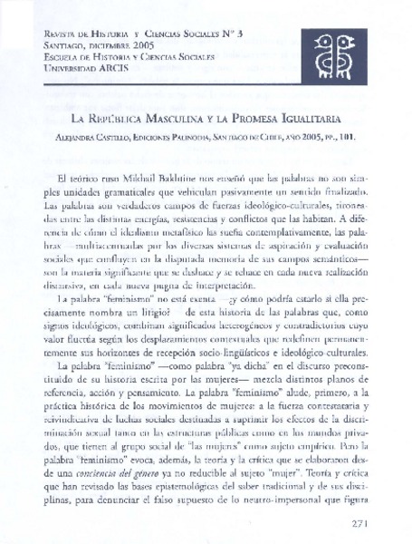 La república masculina y la promesa igualitaria