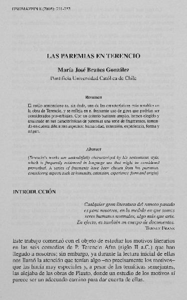 Las Paremias en Terencio.