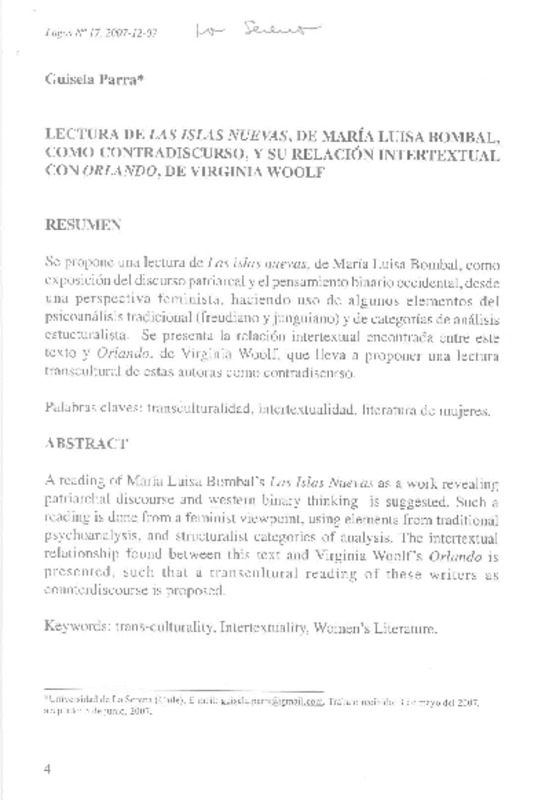 Lectura de Las islas nuevas  [artículo] Guisela Parra.