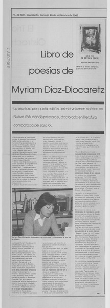 Libro de poesías de Myriam Díaz-Diocaretz