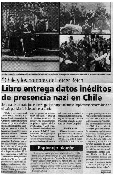 Libro entrega datos inéditos de presencia nazi en Chile