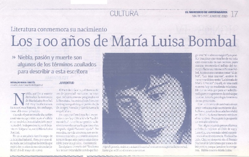 Los 100 años de María Luisa Bombal