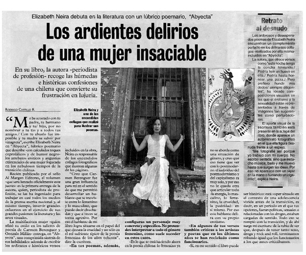 Los ardientes delirios de una mujer insaciable : [entrevista]