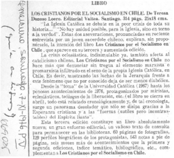 Los Cristianos por el socialismo en Chile.