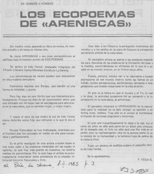 Los ecopoemas de "Areniscas"