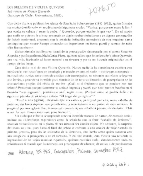 Los relatos de Violeta Quevedo