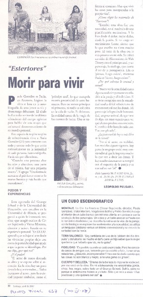 Morir para vivir (entrevista)