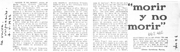 Morir y no morir"  [artículo] Alfonso Larrahona Kasten.