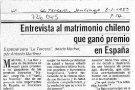 Entrevista al matrimonio chileno que ganó premio en España : [entrevistas]