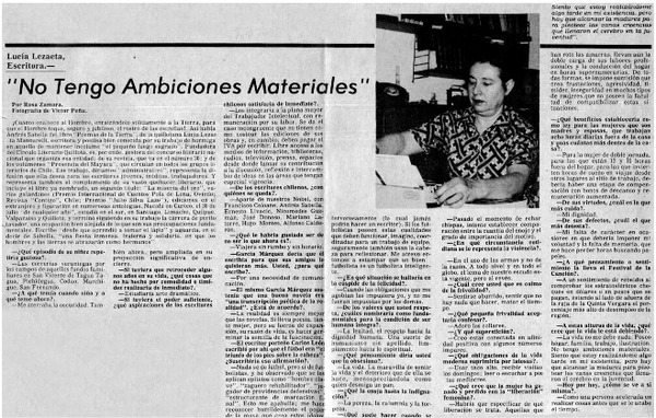 "No tengo ambiciones materiales" : [entrevistas]