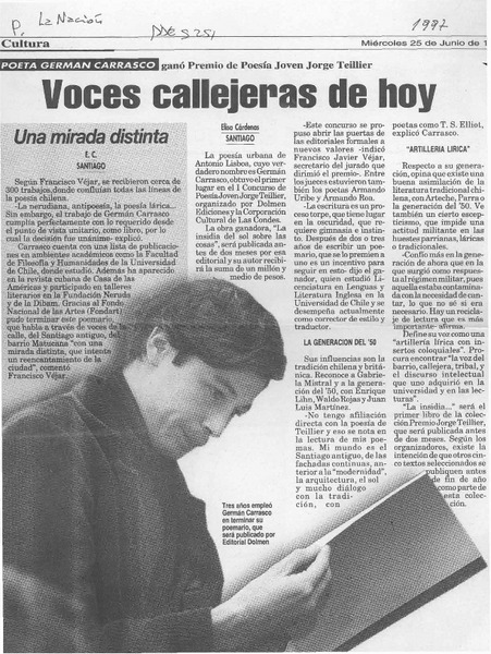 Voces callejeras de hoy  [artículo] Elisa Cárdenas.