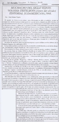 Muchacho del siglo viente. Volodia Teitelboin. (antes del olvido) Editorial Sudamericana, 1998