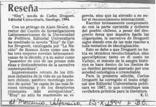 Reseña  [artículo] E. U.