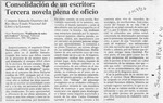 Consolidación de un escritor, tercera novela plena de oficio  [artículo] Eduardo Guerrero del Río.