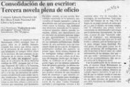 Consolidación de un escritor, tercera novela plena de oficio  [artículo] Eduardo Guerrero del Río.