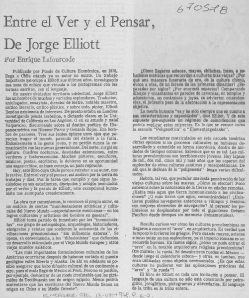 Entre el ver y el pensar, de Jorge Elliott