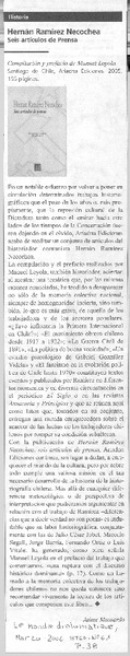 Hernán Ramírez Necochea y sus escritos de prensa