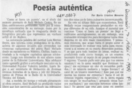 Poesía auténtica  [artículo] María Cristina Menares.