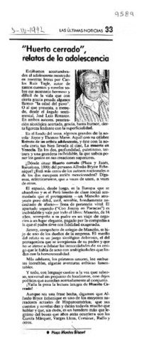 "Huerto cerrado", relatos de la adolescencia  [artículo] Hugo Montes Brunet.