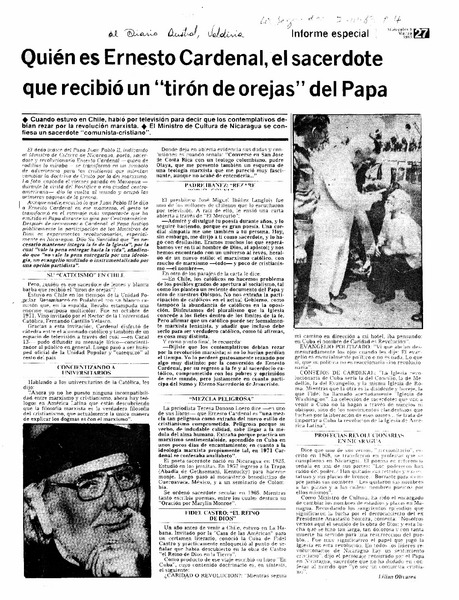 Quién es Ernesto Cardenal, el sacerdote que recibió un "tirón de orejas" del Papa.