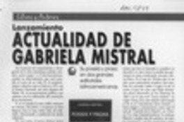 Actualidad de Gabriela Mistral  [artículo] Floridor Pérez.
