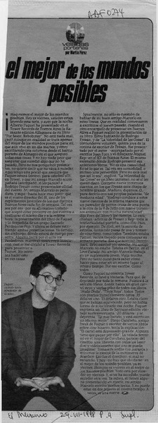 El mejor de los mundos posibles  [artículo] Martín Pérez.