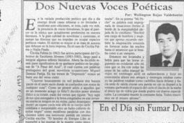 Dos nuevas voces poéticas  [artículo] Wellington Rojas Valdebenito.