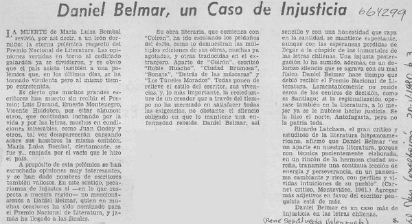 Daniel Belmar, un caso de injusticia