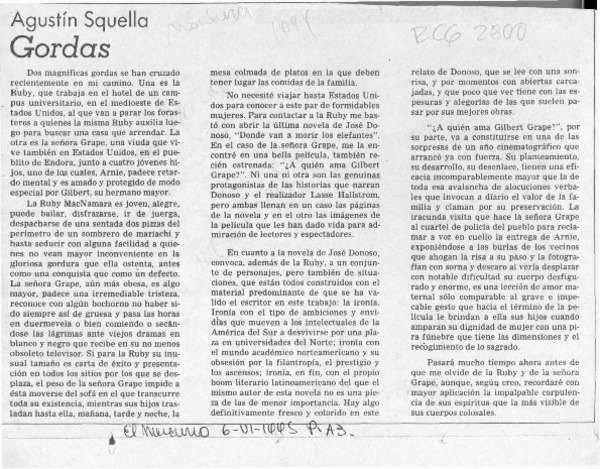 Gordas  [artículo] Agustín Squella.