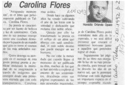 Atrapando momentos de Carolina Flores  [artículo] Homidio Orlando Opazo.