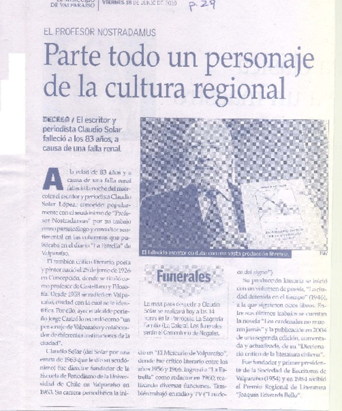 Parte todo un personaje de la cultura regional