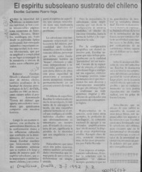 El espíritu subsoleano sustrato del chileno  [artículo] Guillermo Pizarro Vega.