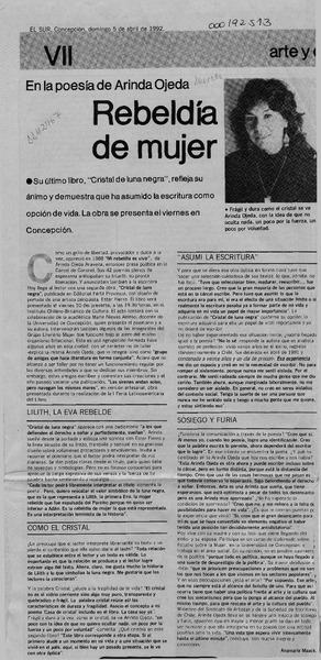 Rebeldía de mujer  [artículo] Anamaría Maack.