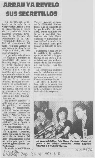 Arrau ya reveló sus secretillos