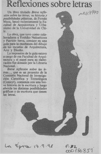 Reflexiones sobre letras  [artículo].