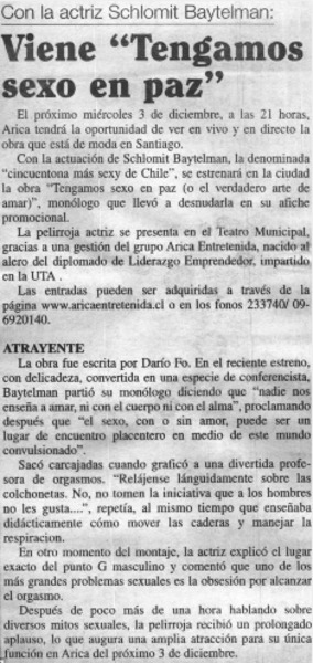 Viene "Tengamos sexo en paz".