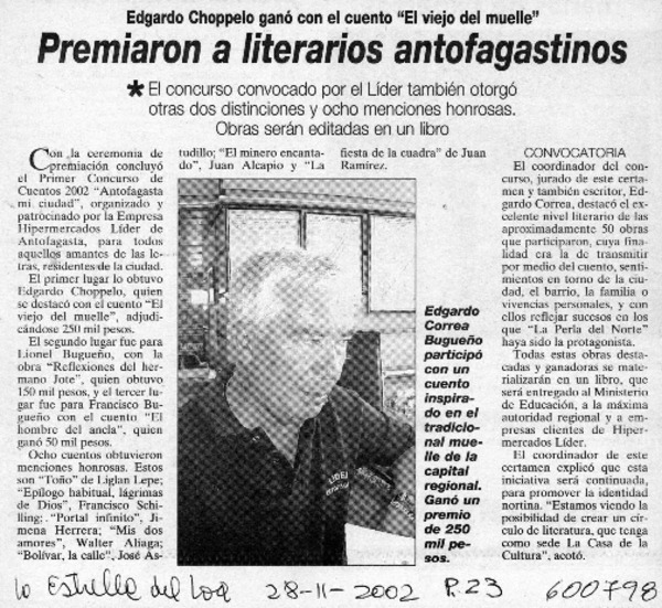 Premiaron a literarios antofagastinos  [artículo]