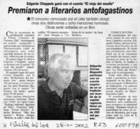 Premiaron a literarios antofagastinos  [artículo]