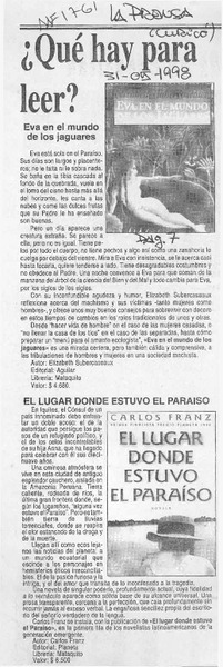 Qué hay para leer?  [artículo].