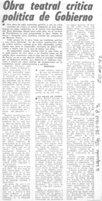 Obra teatral critica política de Gobierno.