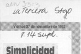 Simplicidad y emoción  [artículo].