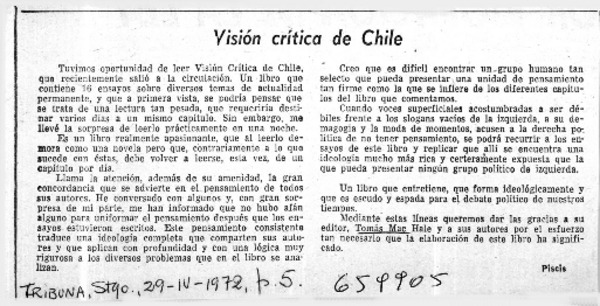 Visión crítica de Chile  [artículo] Piscis.