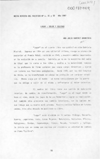 Lagar, dolor y soledad  [artículo] Ana Julia Ramírez Arancibia.