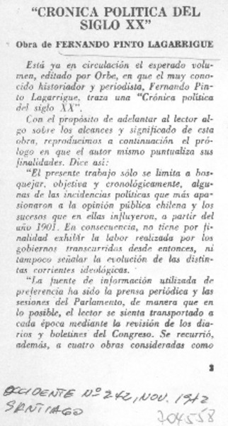 Crónica política del siglo XX.