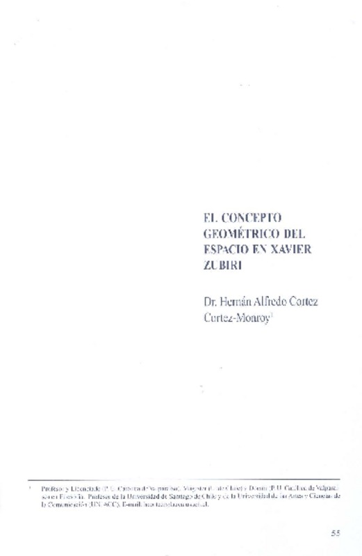 El concepto geométrico del espacio en Xavier Zubiri  [artículo] Hernán Alfredo Cortez Cortez-Monroy.