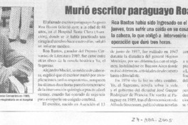 Murió escritor paraguayo Roa Bastos