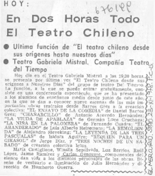 En dos horas todo el teatro chileno.