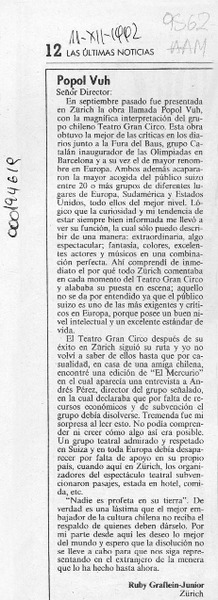 Popol Vuh  [artículo] Ruby Graflein-Junior.