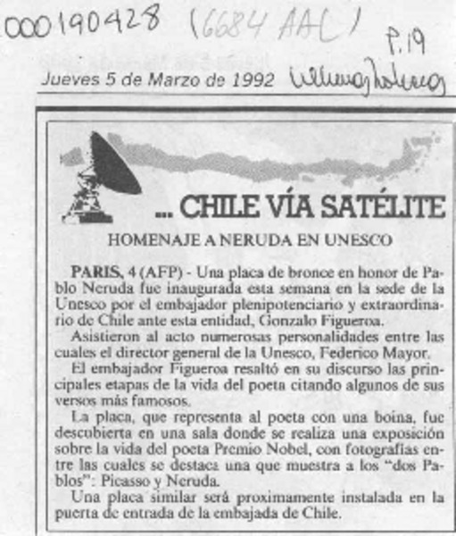 Homenaje a Neruda en Unesco
